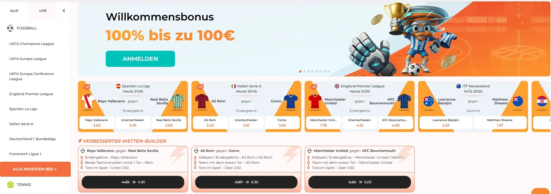 Sportwetten bei Spininio